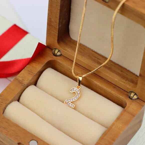 "Rose Gold Number 2 Pendant with Crystals – 18K Gold Plated Charm, XPPT1342 - Picture 9 of 13